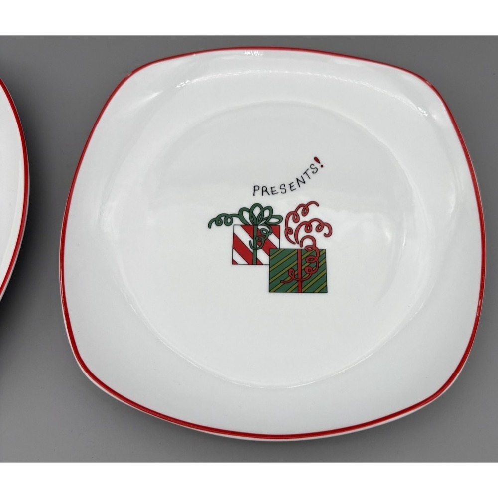 Fitz & Floyd Christmas Gourmet Plates Happy Holidays Home Decor Set of 2 - Picture 3 of 5